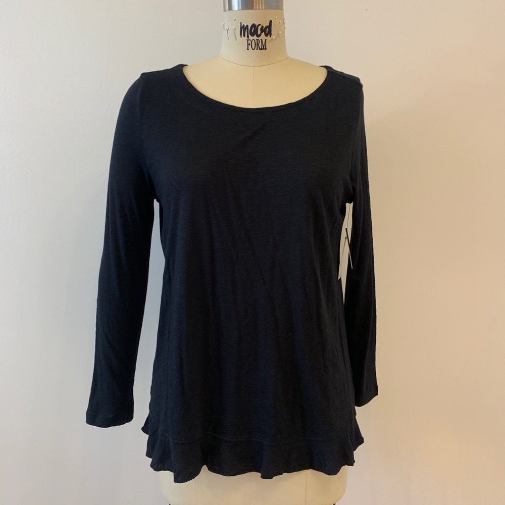 Susina Black Long Sleeve Top